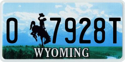 WY license plate 07928T
