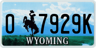 WY license plate 07929K