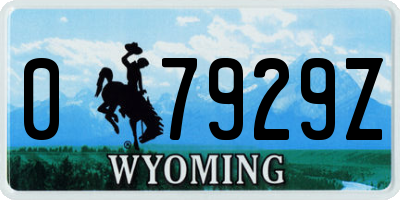 WY license plate 07929Z