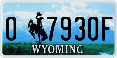 WY license plate 07930F