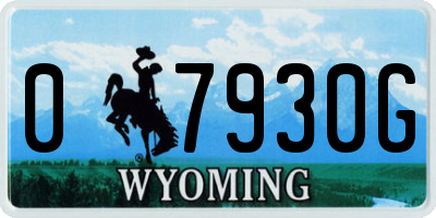 WY license plate 07930G