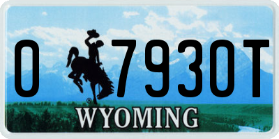 WY license plate 07930T