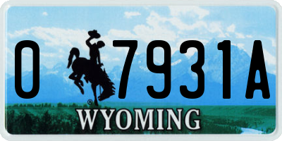 WY license plate 07931A
