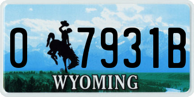 WY license plate 07931B