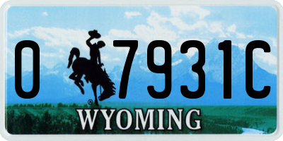 WY license plate 07931C