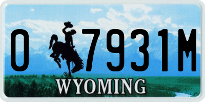 WY license plate 07931M