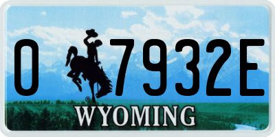 WY license plate 07932E