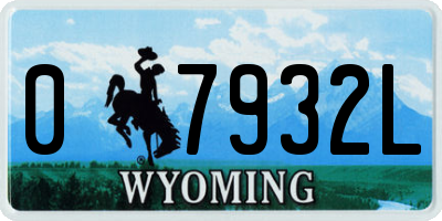 WY license plate 07932L