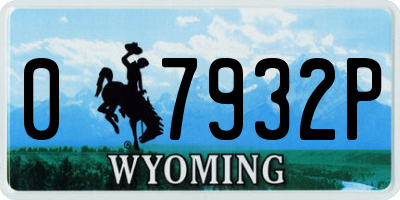 WY license plate 07932P
