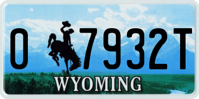 WY license plate 07932T