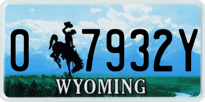 WY license plate 07932Y