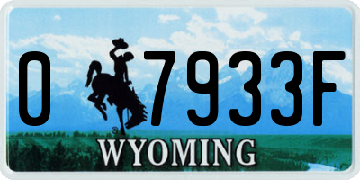 WY license plate 07933F