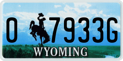 WY license plate 07933G