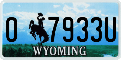 WY license plate 07933U