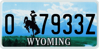 WY license plate 07933Z