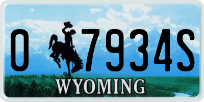 WY license plate 07934S