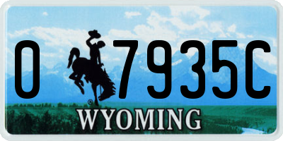 WY license plate 07935C