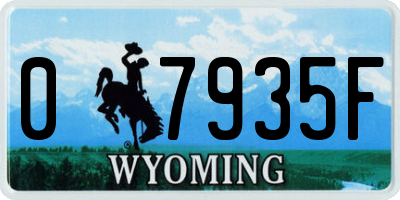 WY license plate 07935F