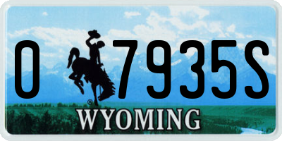 WY license plate 07935S