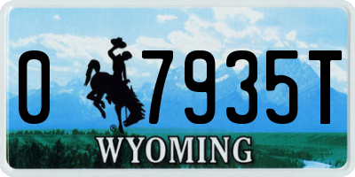WY license plate 07935T