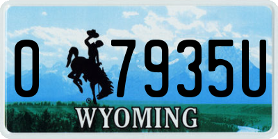 WY license plate 07935U