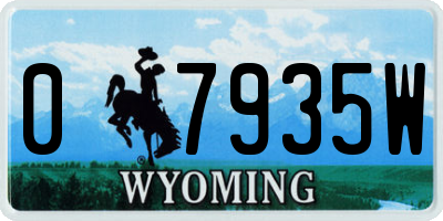 WY license plate 07935W