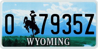 WY license plate 07935Z