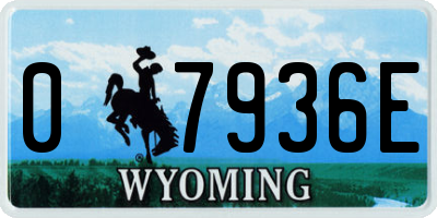 WY license plate 07936E