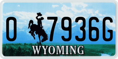 WY license plate 07936G