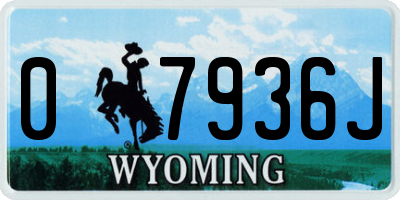 WY license plate 07936J
