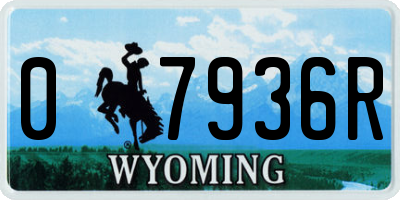 WY license plate 07936R