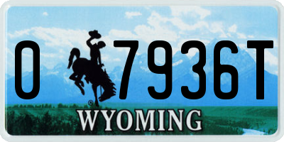 WY license plate 07936T