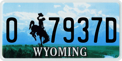 WY license plate 07937D