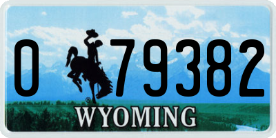 WY license plate 079382