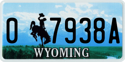 WY license plate 07938A