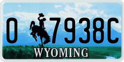 WY license plate 07938C