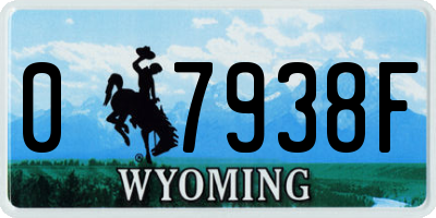 WY license plate 07938F
