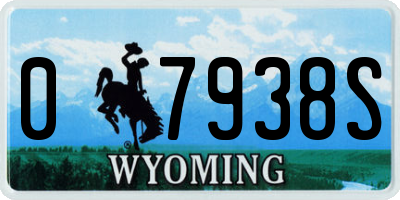WY license plate 07938S