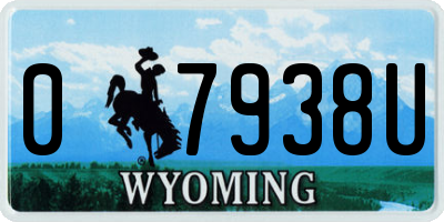 WY license plate 07938U