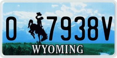 WY license plate 07938V