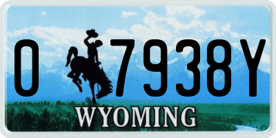 WY license plate 07938Y