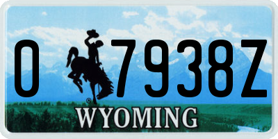 WY license plate 07938Z