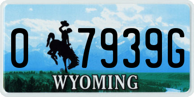 WY license plate 07939G
