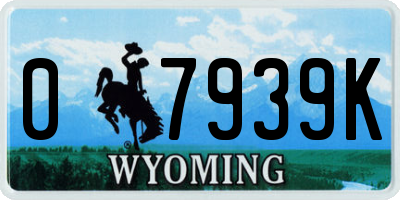 WY license plate 07939K