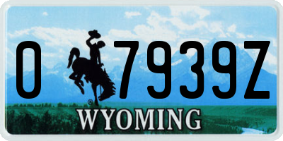 WY license plate 07939Z