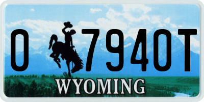 WY license plate 07940T