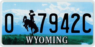 WY license plate 07942C