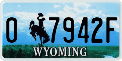 WY license plate 07942F