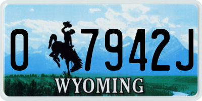 WY license plate 07942J