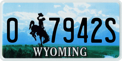 WY license plate 07942S